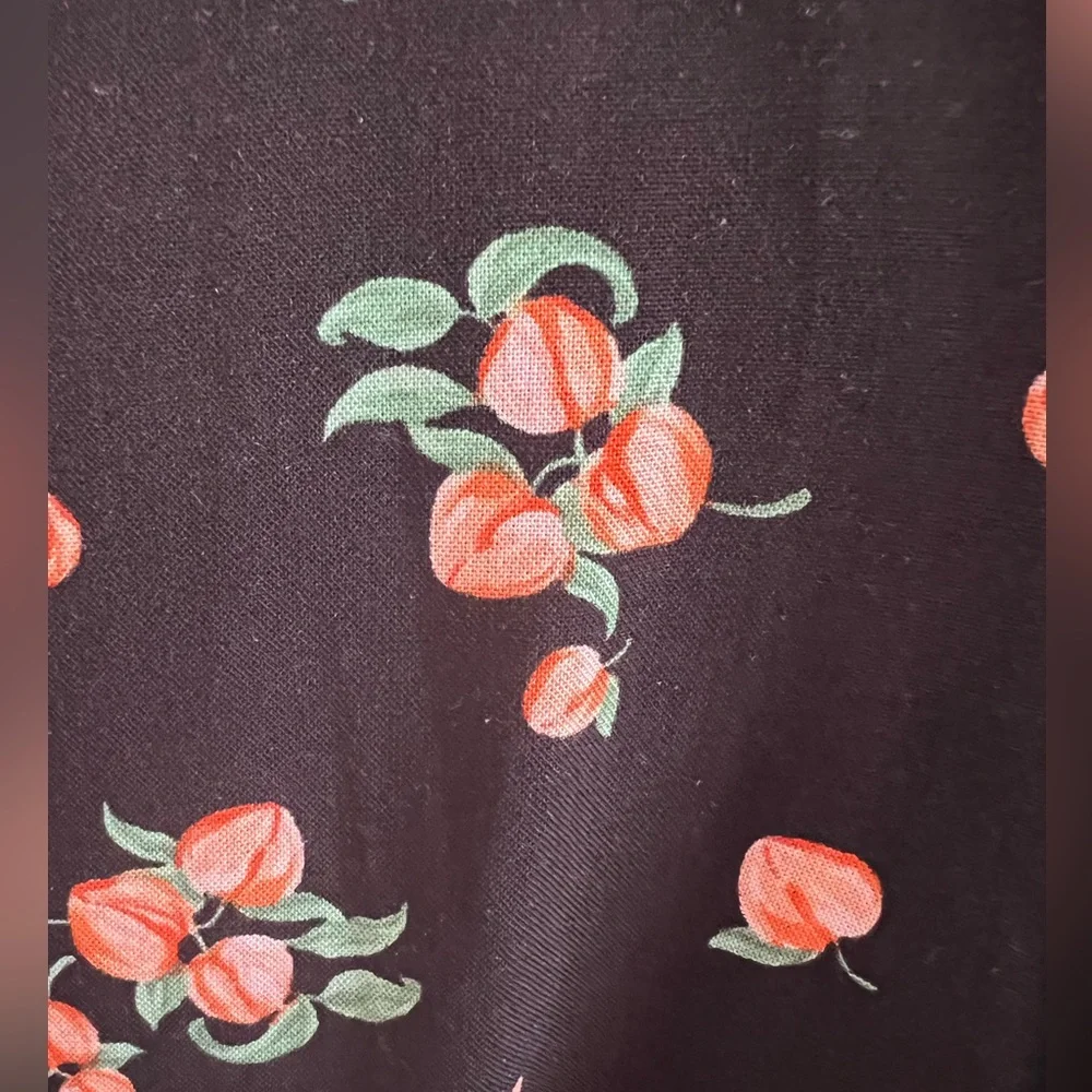 New Look peach print black button up top size uk 14 - Picture 6 of 6